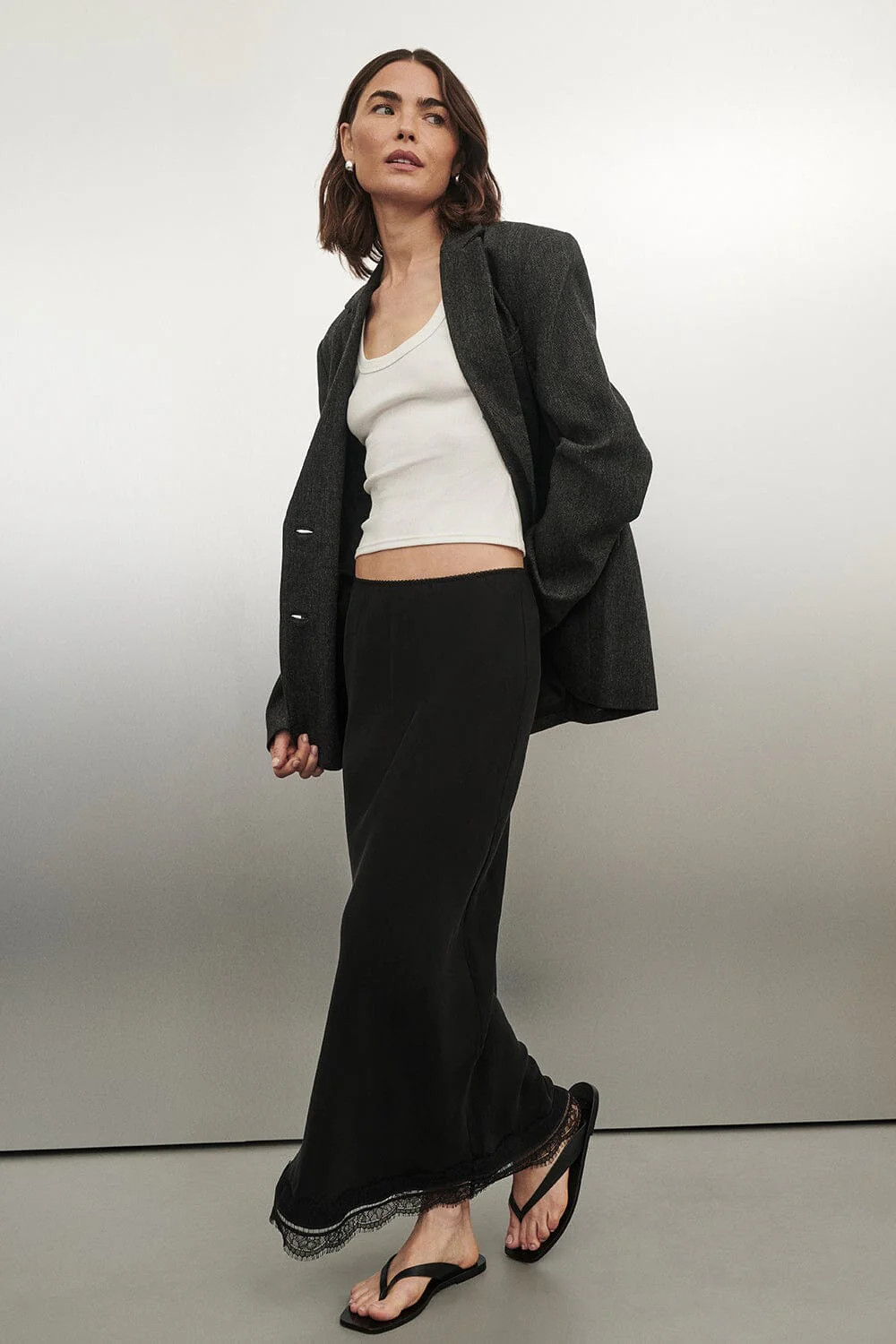 ANDREA BLACK CUPRO MIDI SKIRT | DISSH