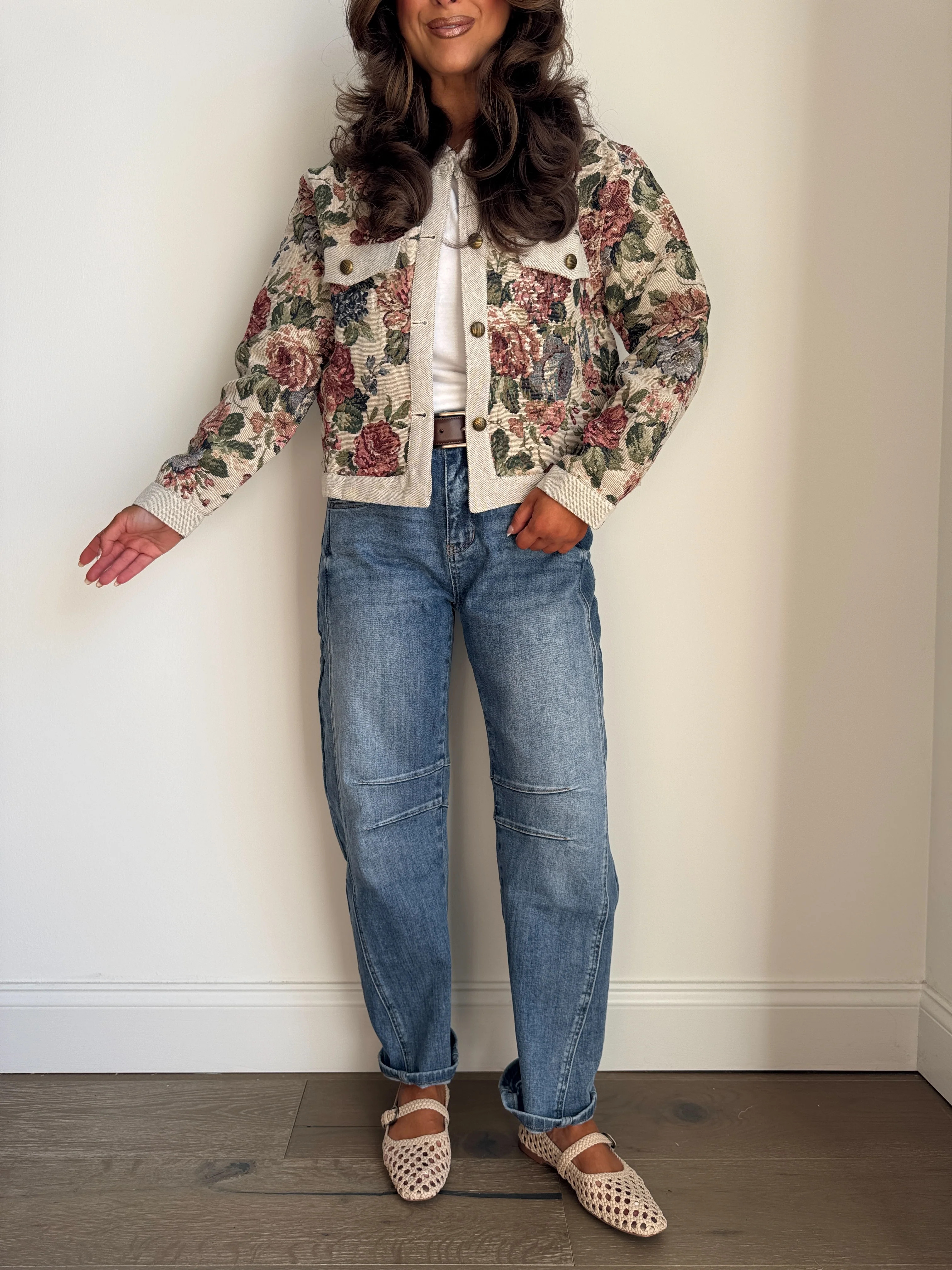 Porcelain Bloom Barrel Jeans | Shop Your Darling Style