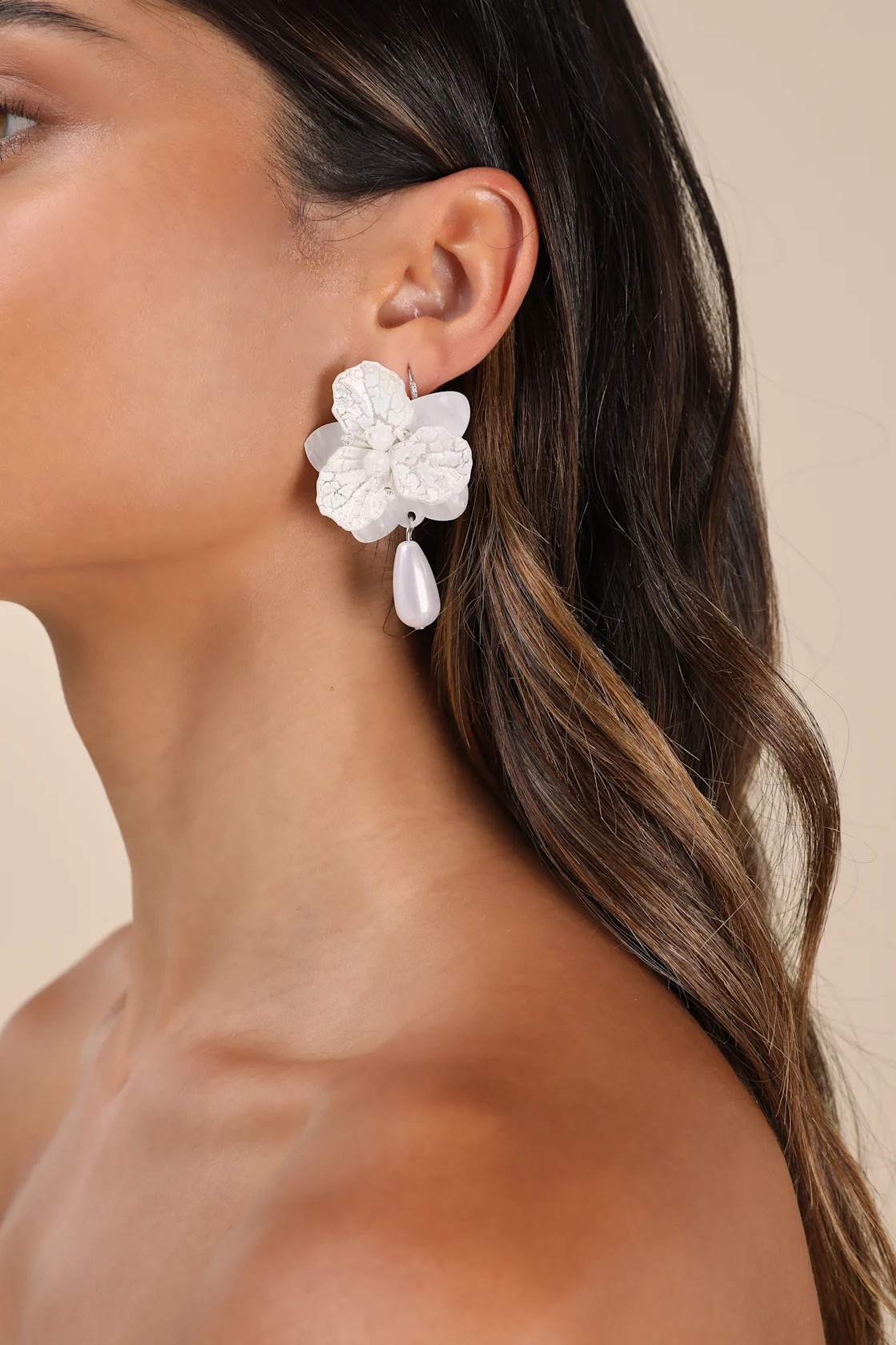 Elaborate Addition White Pearl Flower Statement Earrings | Lulus
