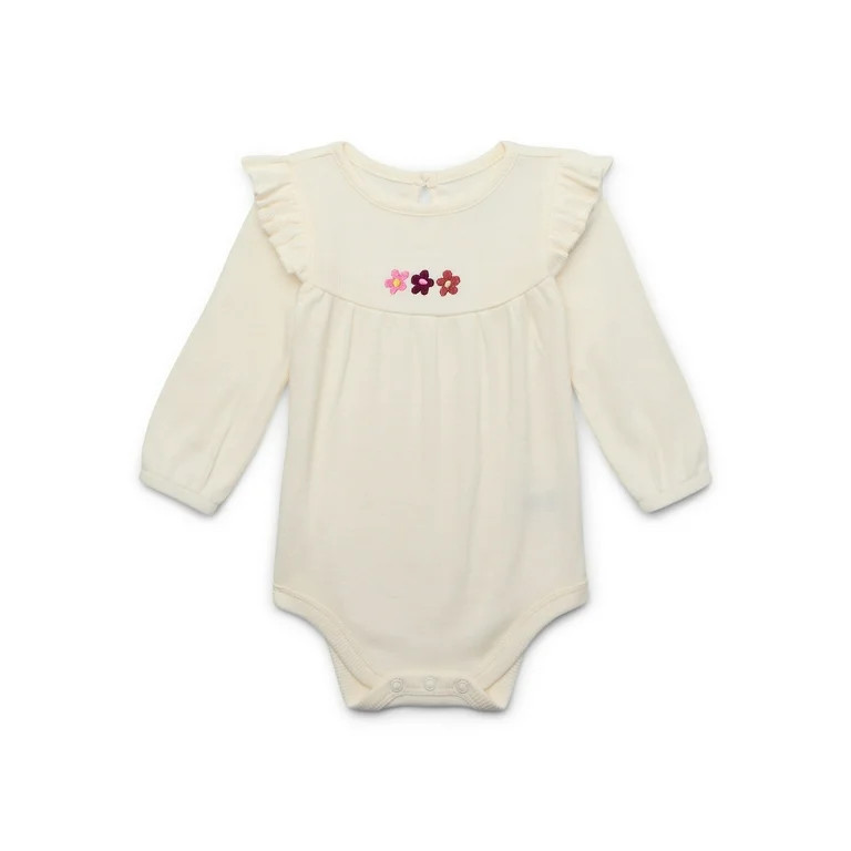Garanimals Baby Girl Long Sleeve Ruffled Bodysuit, Sizes 0M-24M | Walmart (US)