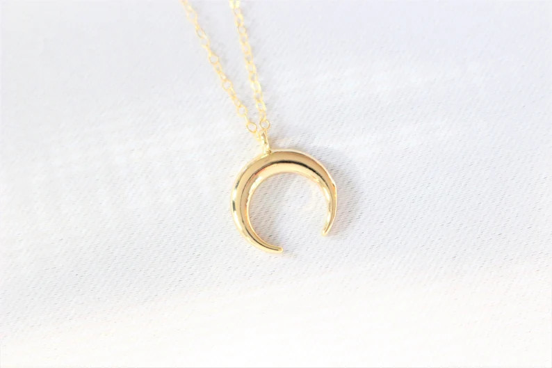 14k Gold Filled necklace  18K filled Pendant Crescent Moon  | Etsy | Etsy (US)