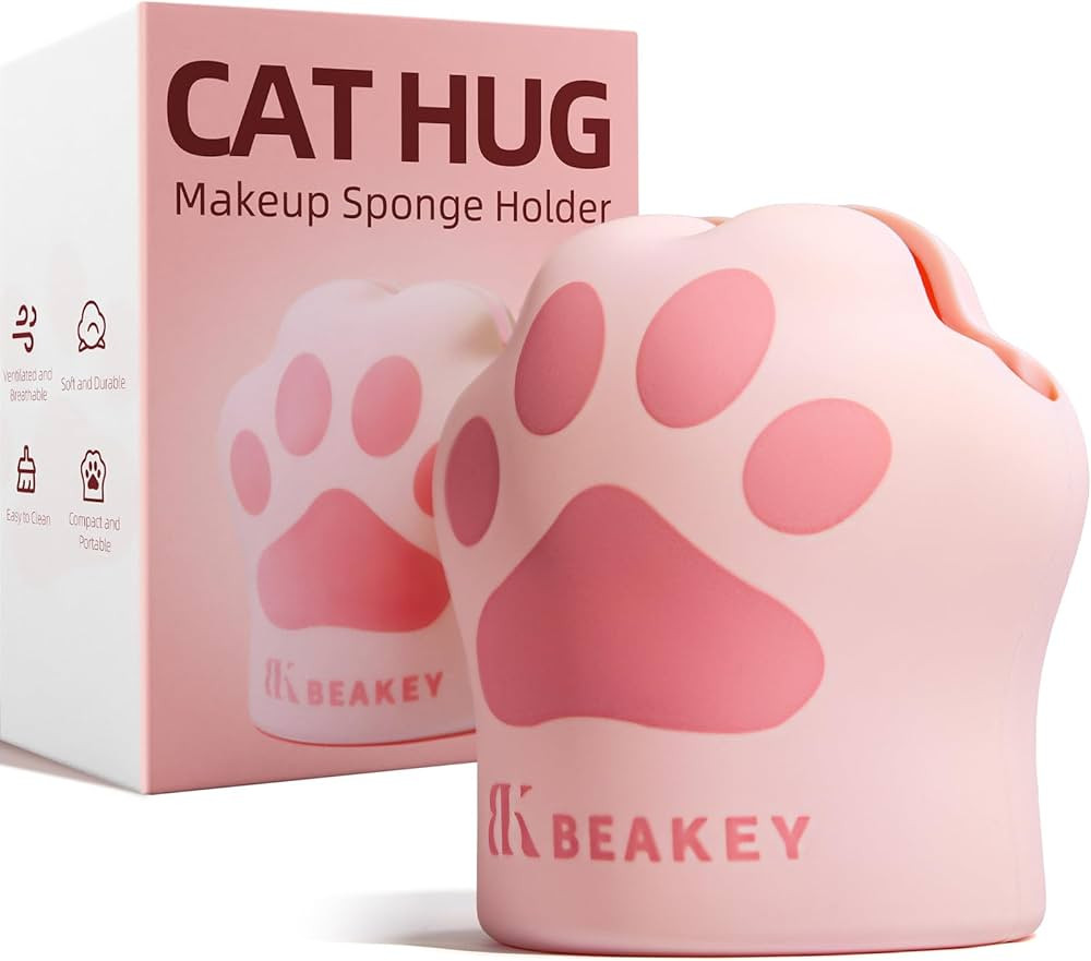 BEAKEY Cat Hug Makeup Sponge Holder, Silicone Beauty Sponge Blender Case with Vent Design for Qui... | Amazon (US)