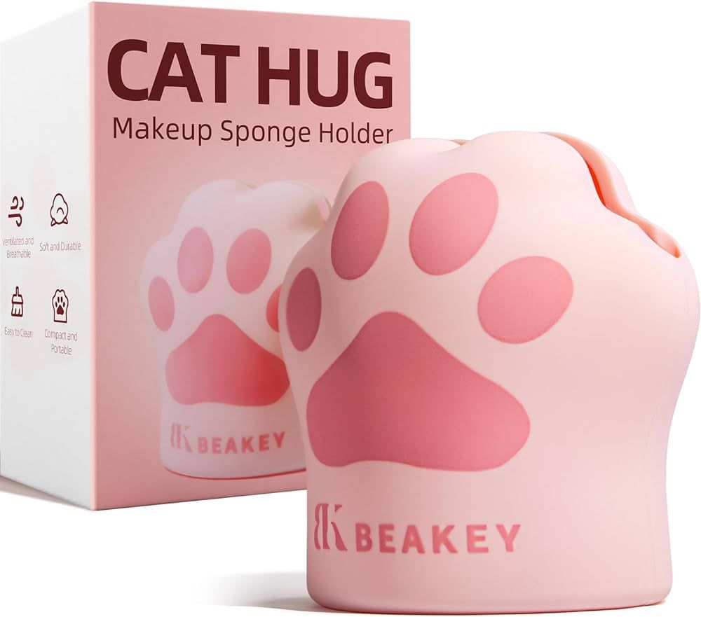 BEAKEY Cat Hug Makeup Sponge Holder, Silicone Beauty Sponge Blender Case with Vent Design for Qui... | Amazon (US)