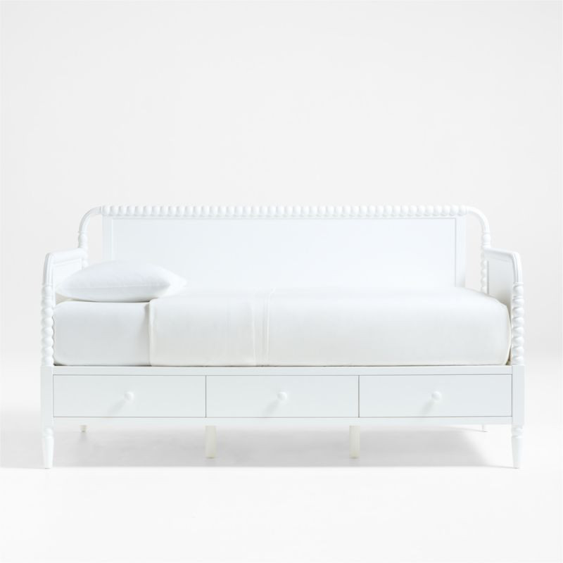 Jenny Lind White Wood Spindle Kids Daybed With Storage + Reviews | Crate & Kids | Crate & Barrel