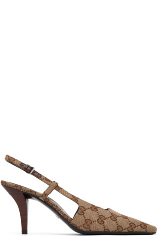 Gucci - Beige GG Demi Heels | SSENSE