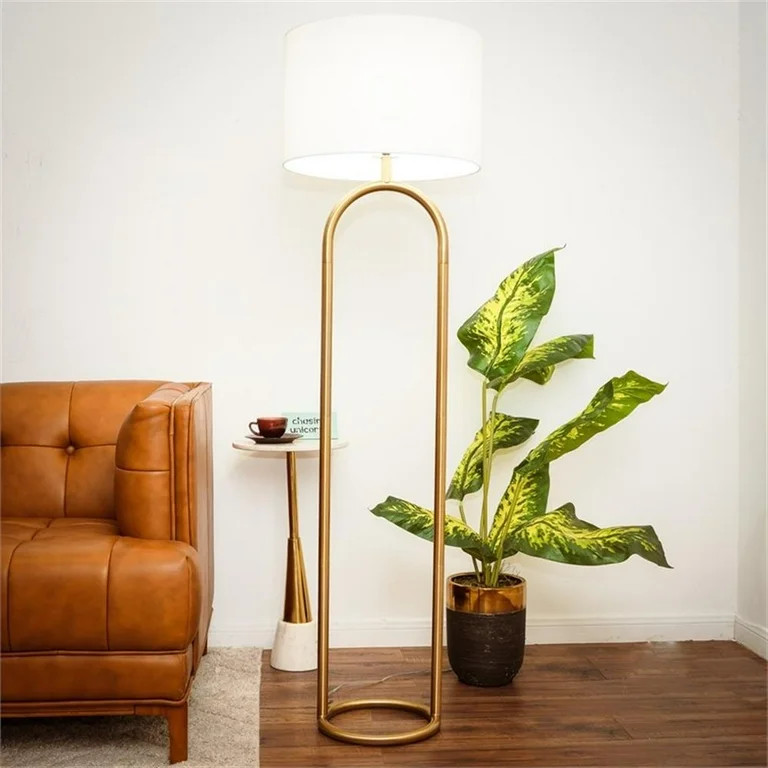 Radiant Aura Brass Ring Base Metal Floor Lamp - Walmart.com | Walmart (US)