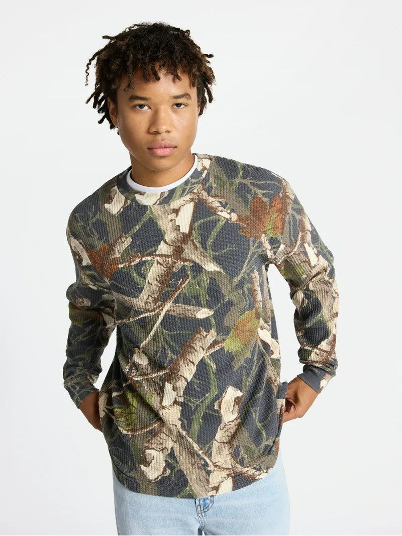 No Boundaries Thermal Tee with Long Sleeves, Men's & Big Men's | Walmart (US)