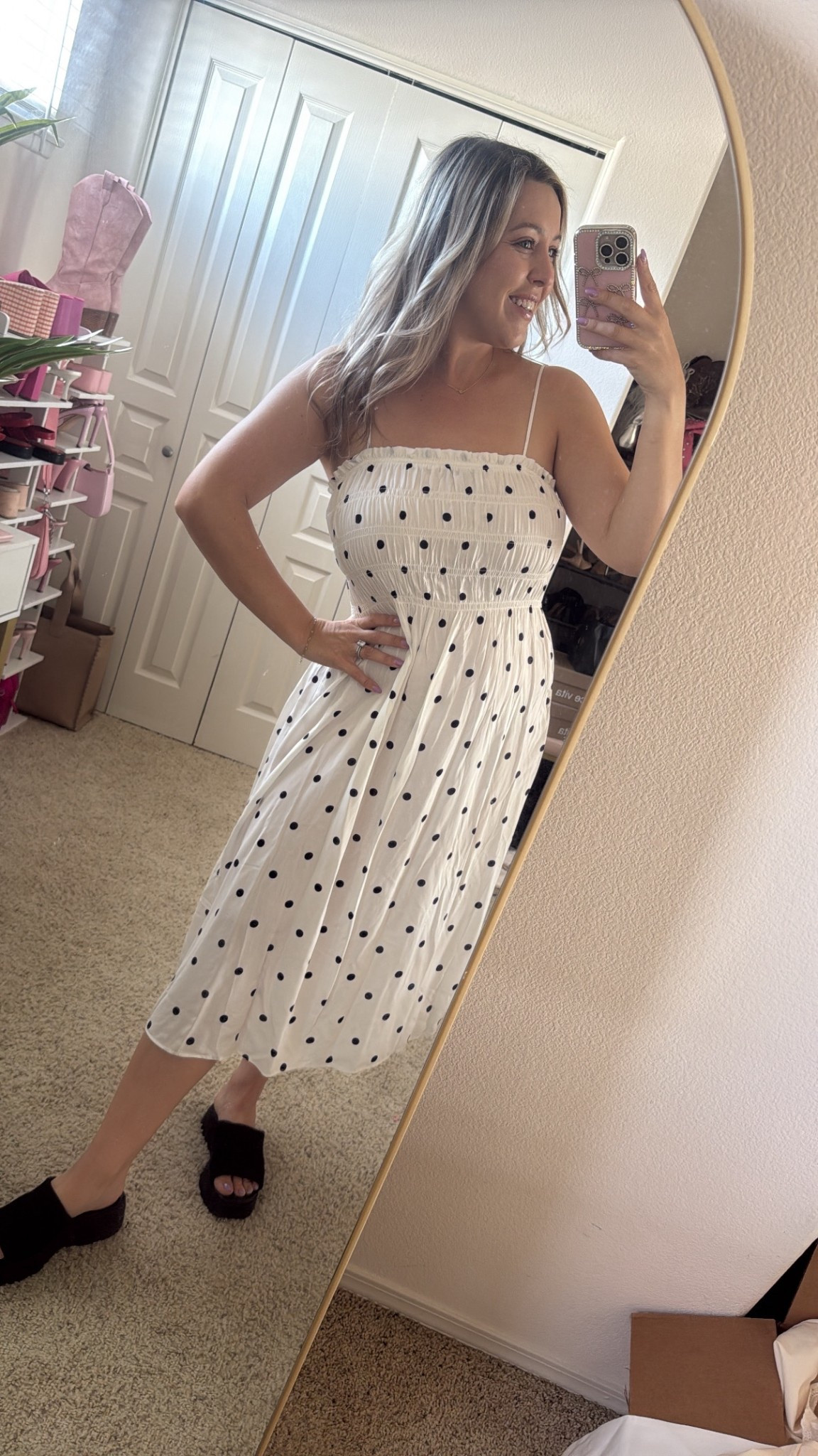 Smocked polka dot dress
Summer dress
Smocked dresses
Polka dot print
White and black polka dot
Spring fashion 
Summer fashion trends

#LTKootd #LTKU #LTKMidsize