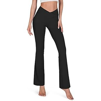 TOPYOGAS Women's Casual Bootleg Yoga Pants V Crossover High Waisted Flare Workout Pants Leggings | Amazon (US)