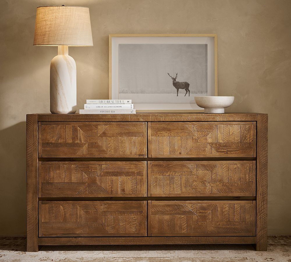 Reclaimed Parquet 6-Drawer Dresser (58.5") | Pottery Barn (US)