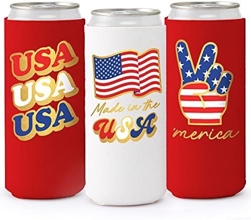 xo, Fetti Fourth of July Neoprene Drink Holders - 12 Count | Red, White + Blue with Gold Foil, US... | Amazon (US)