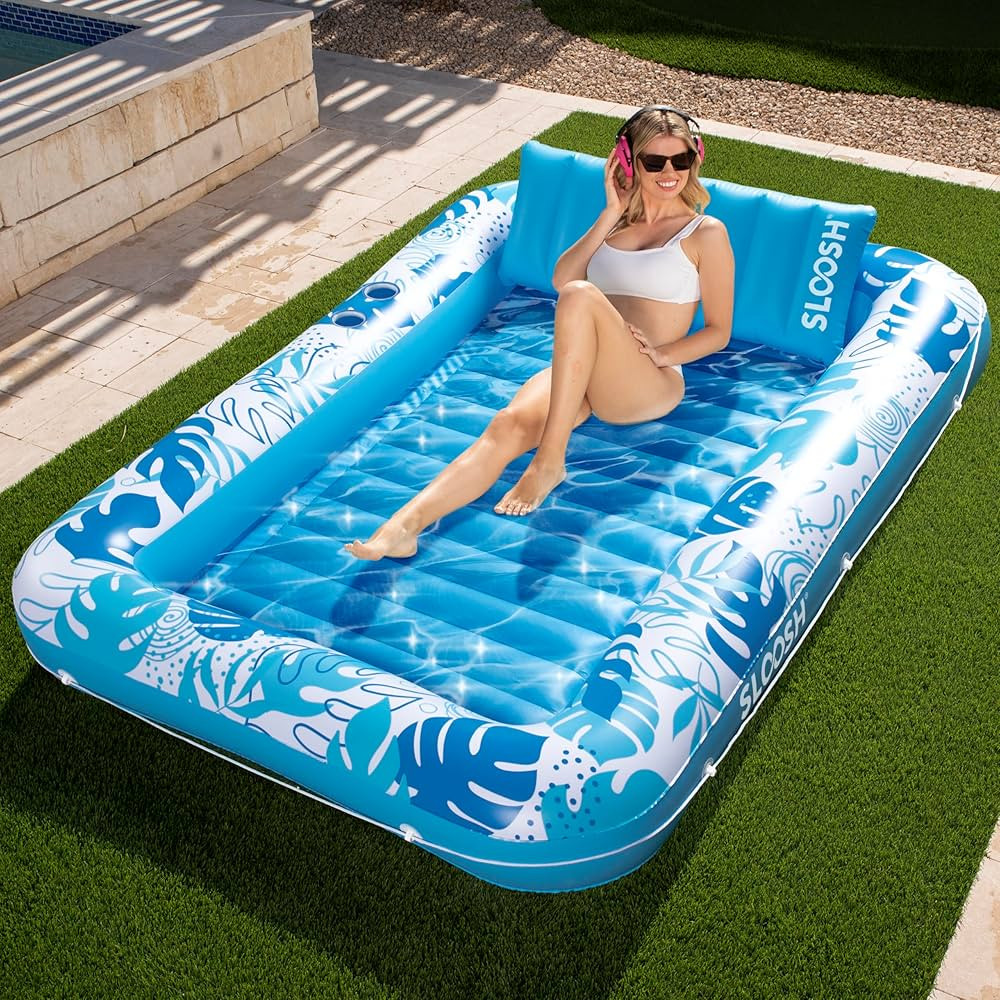 Sloosh Inflatable tanning pool Lounger Float-XL, 85" x 57" Extra Large Suntan Sun Tan tub for Adu... | Amazon (US)