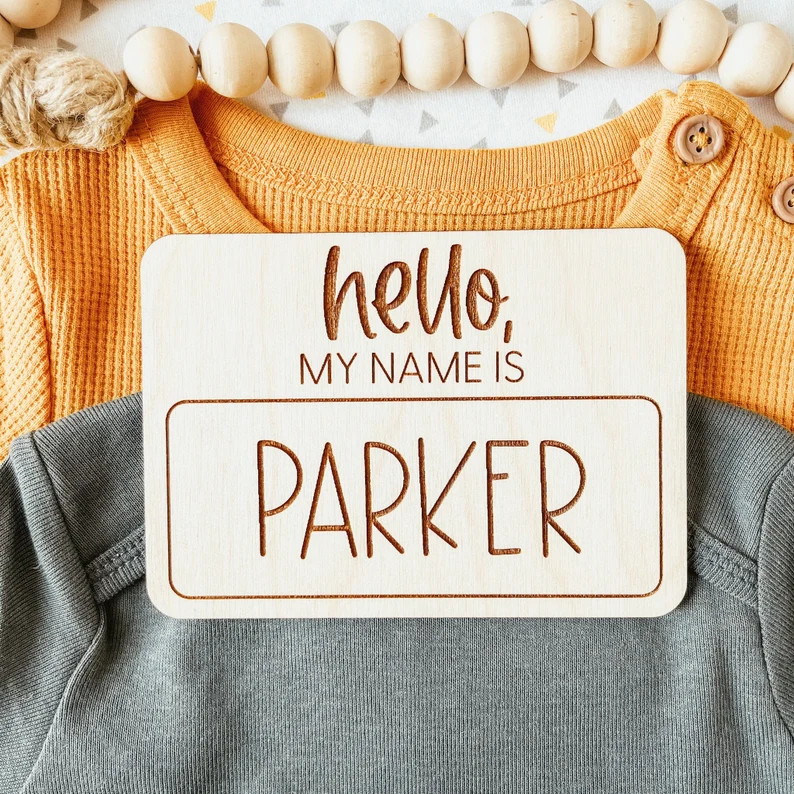 Hello My Name is Birth Announcement Wooden Birth - Etsy | Etsy (US)