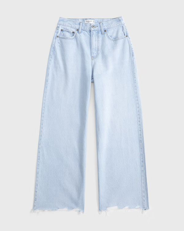 Women's Curve Love High Rise Cropped Wide Leg Jean | Women's Bottoms | Abercrombie.com | Abercrombie & Fitch (US)