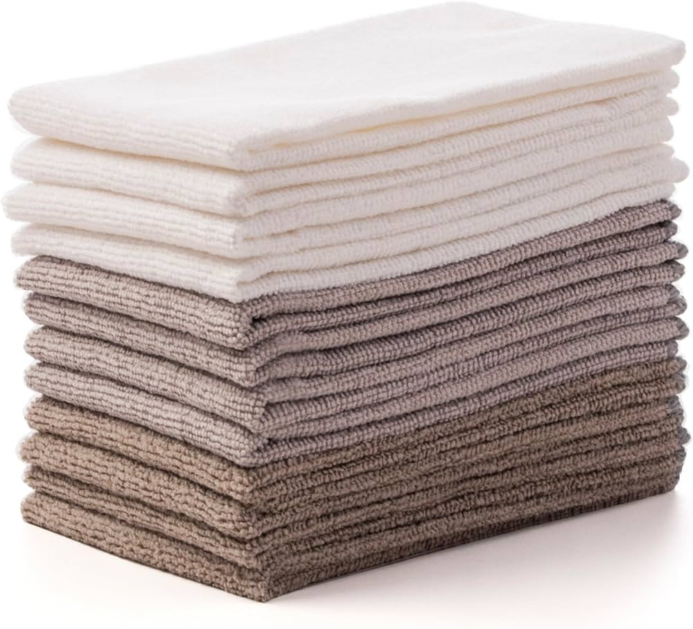 BINO Taupe Ombre 15x15 Inches Microfiber Cleaning Towel Set - Ultra Absorbent Cleaning Towels - A... | Amazon (US)