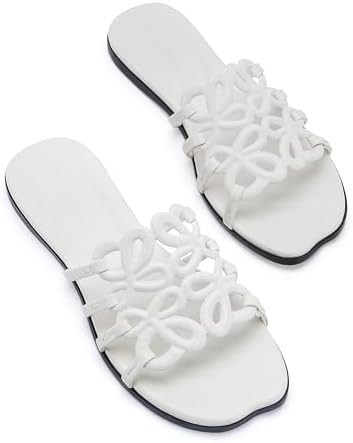 Flat Sandals for Women 2026 Luxury Open Toe Dressy Slip On Sandals Comfortable Slides for Summer | Amazon (US)