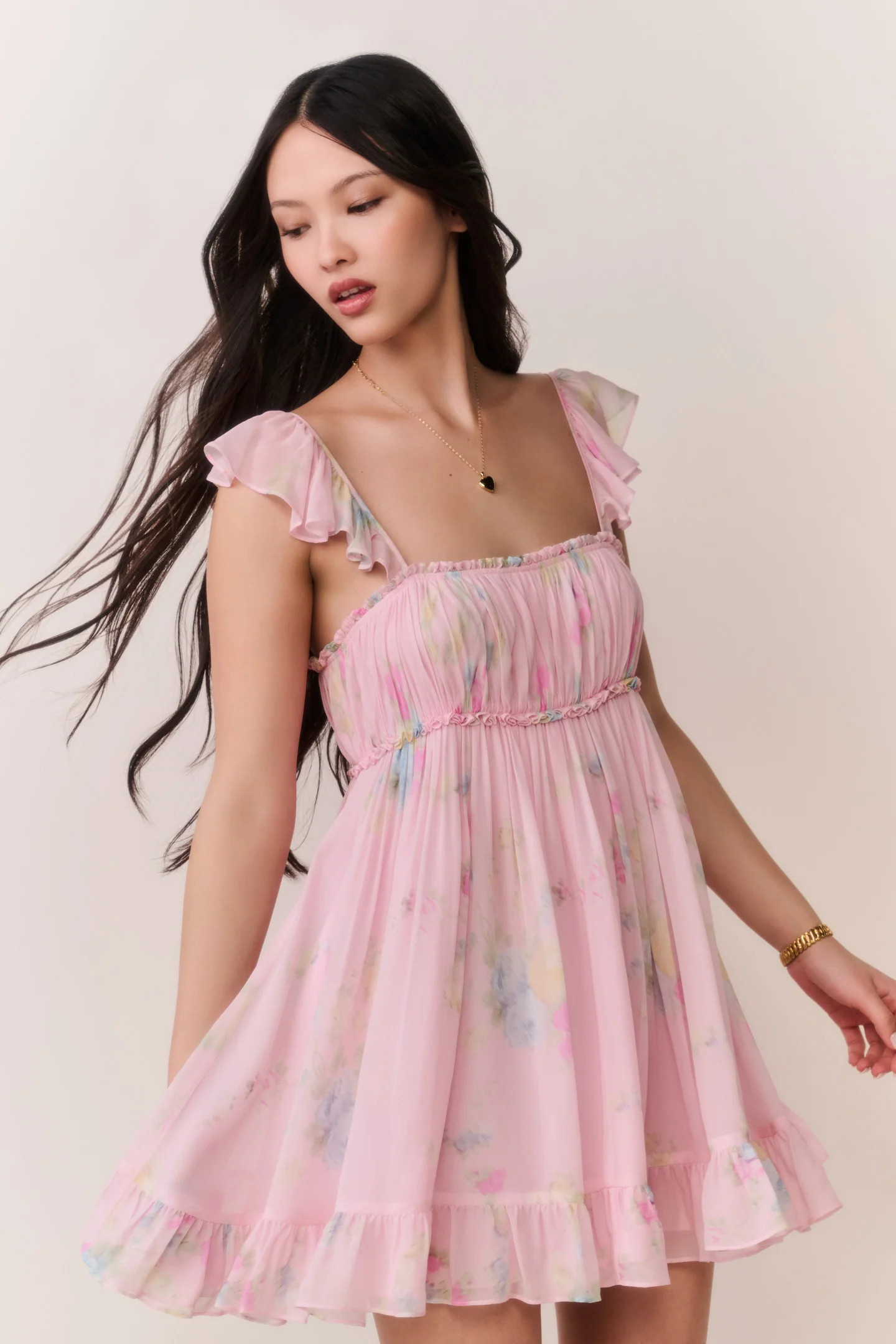 Zanira Floral Chiffon Mini Dress | LoveShackFancy