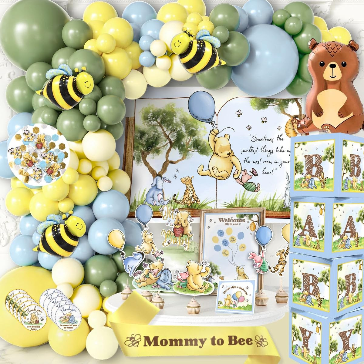 269 Pieces Winnie the Pooh Baby Shower Decorations Kit, All-in-1 Whimsical Party Pack With Balloo... | Amazon (US)