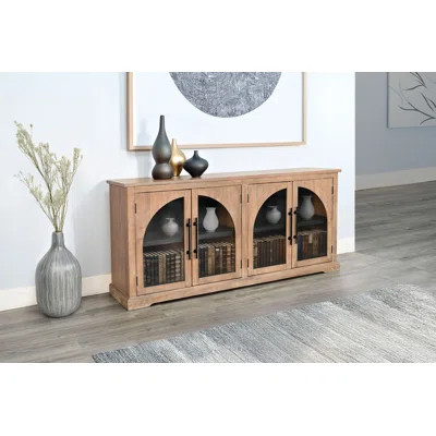 Elena Modern Wood Display Cabinet with Arched Glass Doors | Wayfair North America