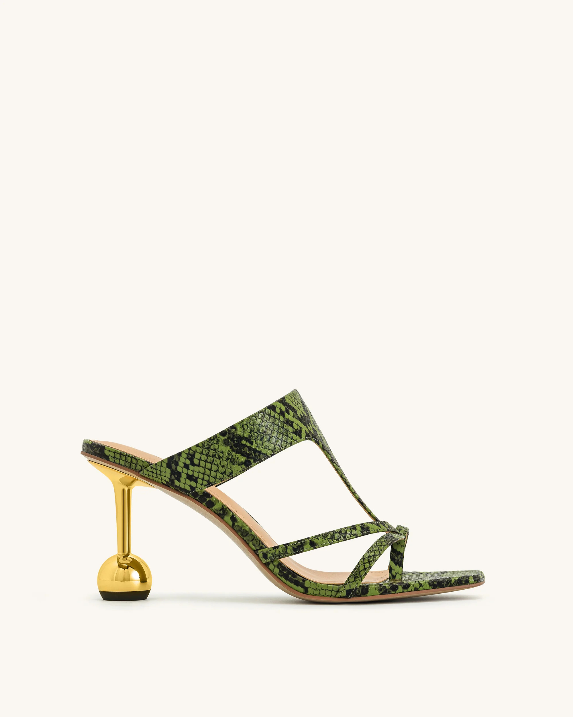 Cora Snakeskin Heeled Flip Flops - Green | JW PEI US