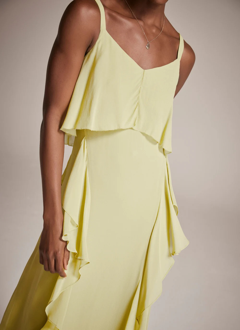 Lime Waterfall Ruffle Maxi Dress | Mint Velvet