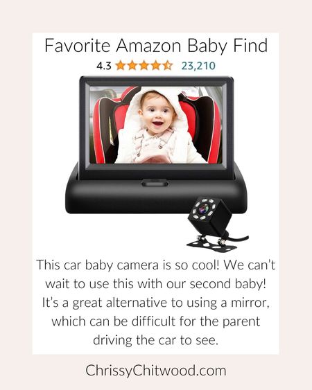 Favorite Amazon Baby Find! This car baby camera is so cool! We can’t wait to use this with our second baby! 

It’s a great alternative to using a car mirror, which can be difficult for the parent driving the car to see. 

Amazon finds, favorite find, baby, infant, toddler, kids

#LTKfamily #LTKbaby #LTKkids
