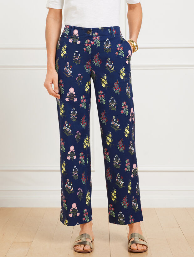 Wide Ankle Twill Pants - Floral Radiance | Talbots