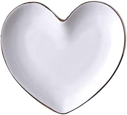 Ardax White Heart Ceramic Jewelry Dish Organizer with Golden Edge, Decorative Trinket Dish,Accent... | Amazon (US)