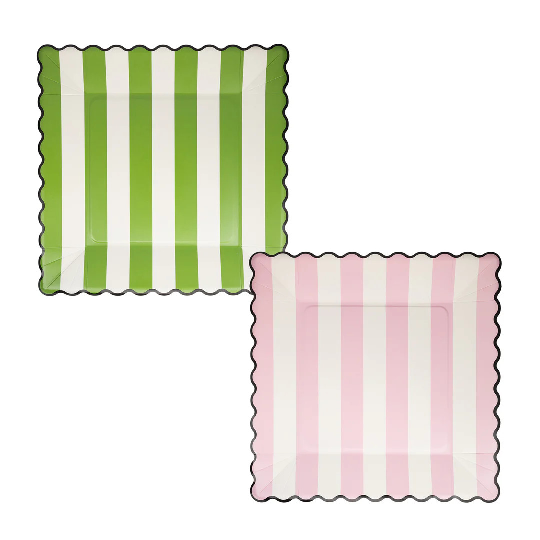 Green Stripe Pink Stripe 11" Plate Set | My Mind's Eye