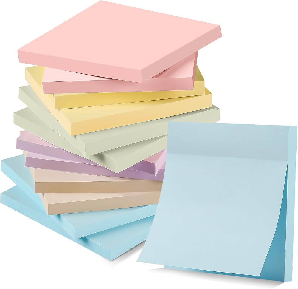 YEECOK Sticky Notes 3x3 in, 12 Pads, Morandi Colors Self-Stick Note Pads, Sticky Pads Aesthetic, ... | Amazon (US)