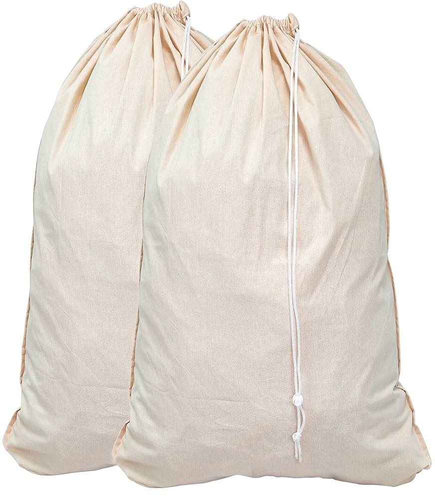Simple Houseware Extra Large Natural Cotton Laundry Bag, Beige (28" x 36") - 2 Pack | Amazon (US)