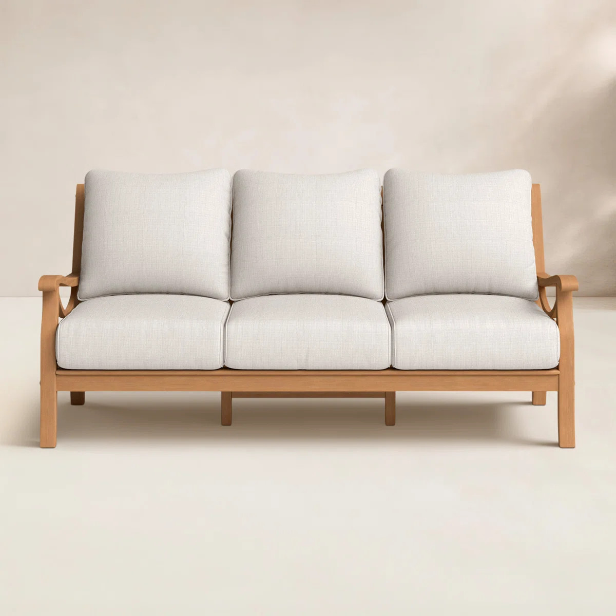 Brunswick 75.5'' Wide Teak Patio Sofa with Cushions | Wayfair North America