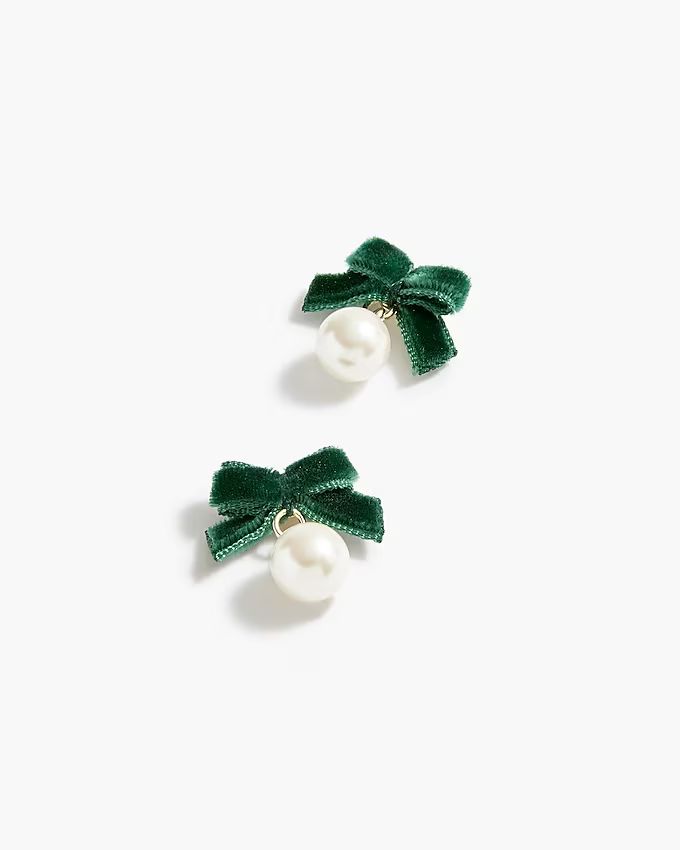 Velvet bow pearl earrings | J.Crew Factory