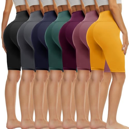 TNNZEET 7 Pack Biker Shorts for Women - 5"/8"/3" High Waisted Workout Tummy Control Spandex Gym Shorts for Yoga Athletic | Amazon (US)