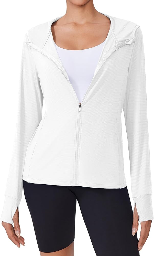 PINSPARK Women's UPF 50+ Sun Protection Hoodie Jacket Lightweight Full Zip Athletic Jacket Long S... | Amazon (US)