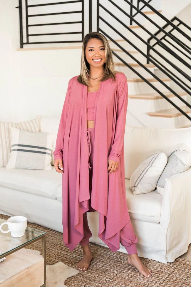 A New Dawn Berry Ribbed Duster Cardigan | The Pink Lily Boutique