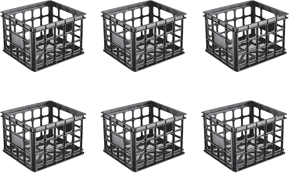 Sterilite 16929006 Storage Crate, Black, 6-Pack | Amazon (US)