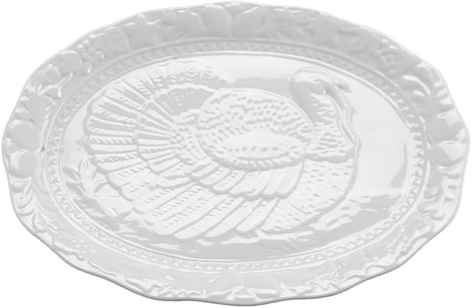HIC Turkey Oversized Serving Platter, Embossed, Fine White Porcelain, 17-Inches | Amazon (US)