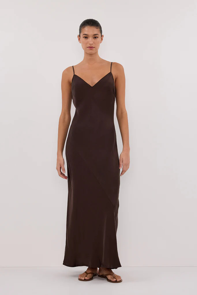 COLETTE BITTER CHOC SILK DRESS | DISSH