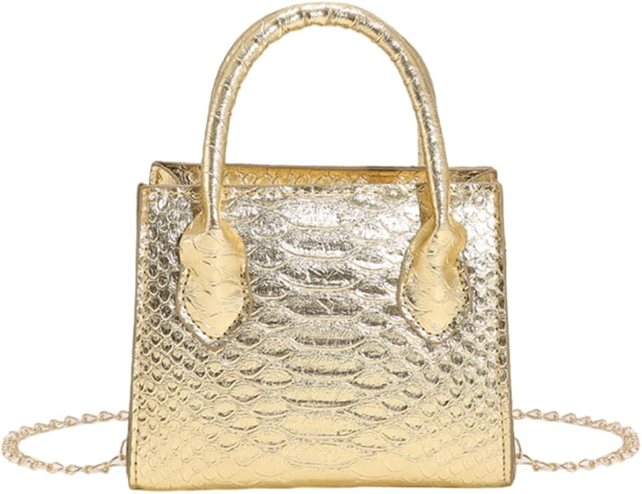 GORGLITTER Women's Small Crossbody Bag Mini Purse Metallic Crocodile Print Double Handle Satchel ... | Amazon (US)