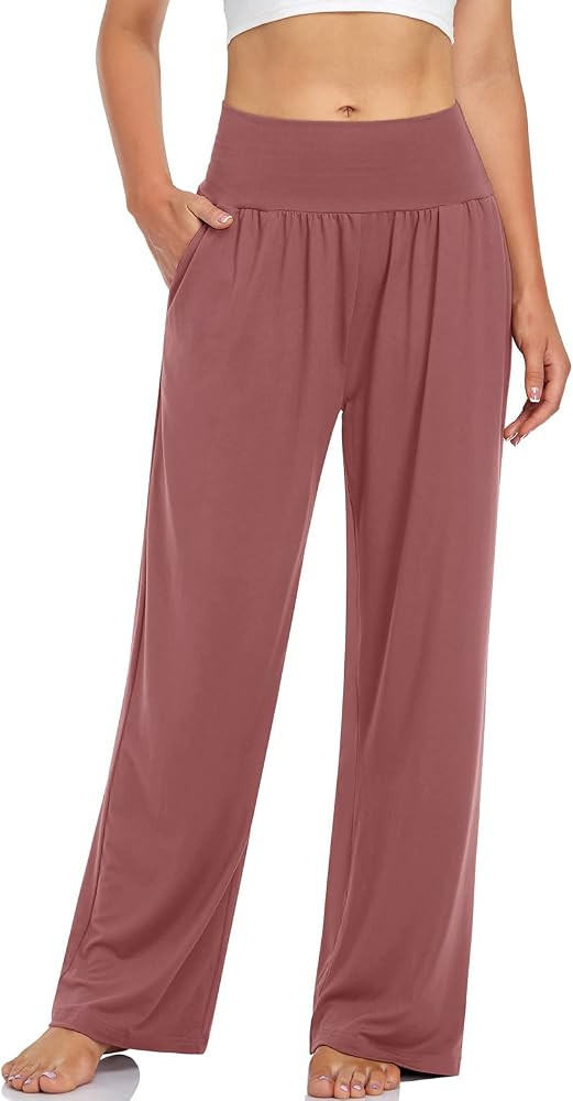 DACESLON Women's Wide Leg Comfy Pants Casual Loose Yoga High Waisted Cozy Lounge Pajama Palazzo with | Amazon (US)