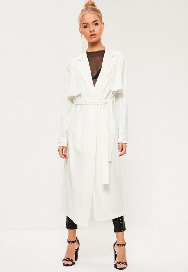 White Utility Detail Formal Duster Jacket | Missguided (US & CA)