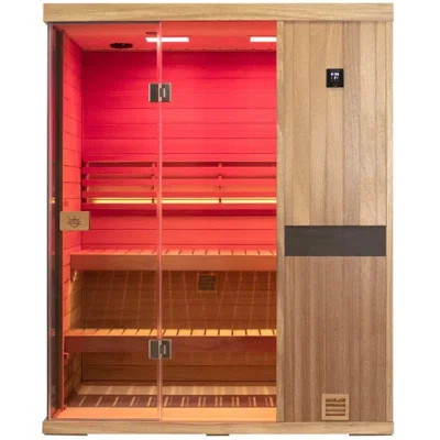 Samsora 3-Person Indoor Steam Sauna 3800W, Model 703SH, Negative Ion Technology & Red Light Therapy, 95℉-230℉ Temp Range, Canadian Hemlock Wood, Bluet | Wayfair North America