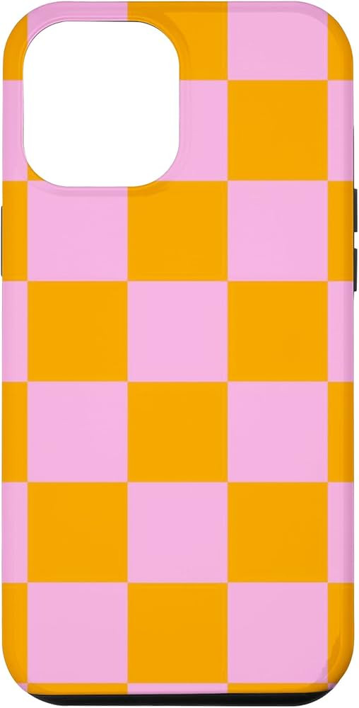 iPhone 14 Pro Max Pink & Orange Big Checkered Preppy Checkerboard Case | Amazon (US)