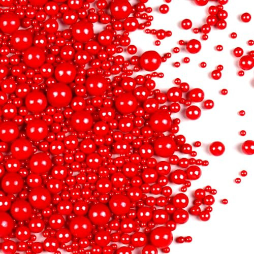 Red Pearl Sugar Sprinkles for Cake Decorating, 150g/5.29oz Mix Size, Edible Candy Pearls Cupcake Toppers, Baking Edible Cake Decorations for Anniversary Wedding Party Birthday | Amazon (US)