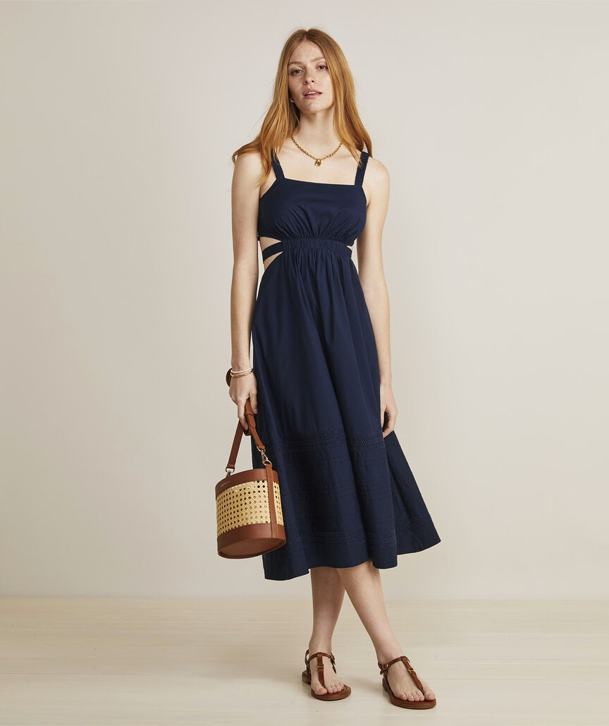 Poplin Lace Midi Dress | vineyard vines