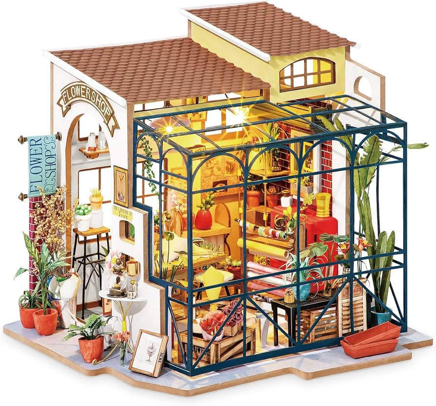 Rolife Mini DIY Handwerk Puppenhaus Kit Blumenladen Modell Puppenhaus Spielzeug Set Erwachsene Te... | Amazon (DE)