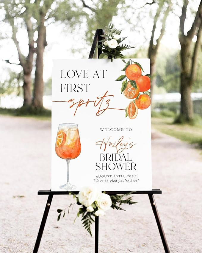 Love at First Spritz Bridal Shower Signs, Citrus Bridal Shower Welcome Sign, Personalized Bridal ... | Amazon (US)