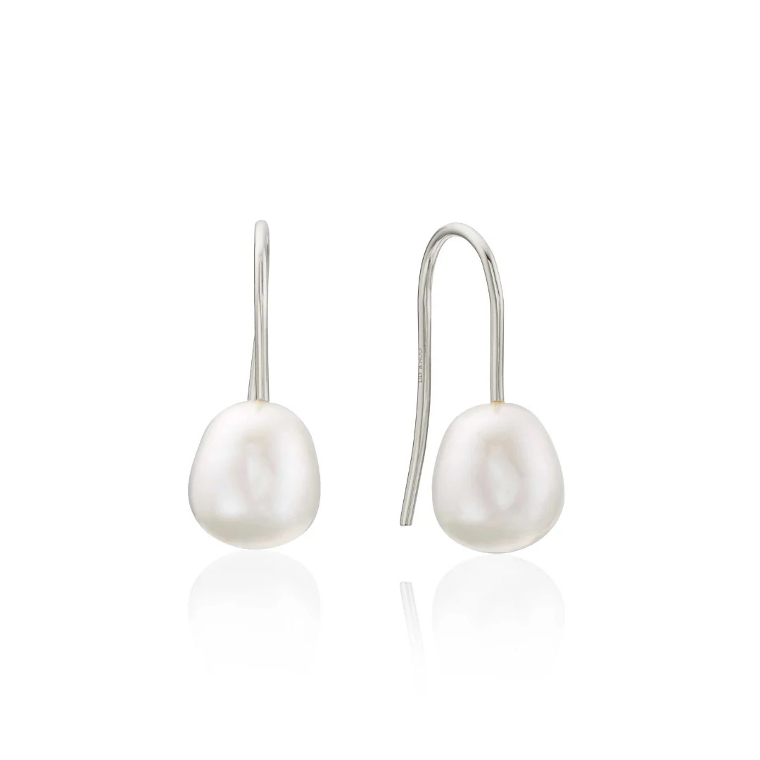 Silver Pearl Drop Hook Earrings | Lily & Roo