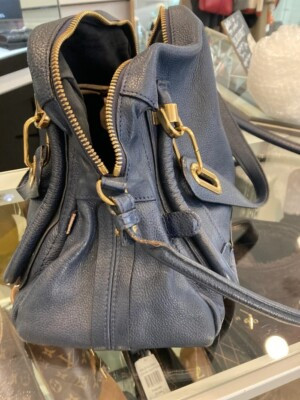 CHLOE NAVY BLUE LEATHER MEDIUM PARATY SATCHEL | eBay AU